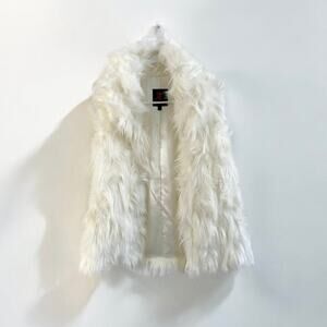 Adrienne Landau Ivory Faux Fur Sleeveless Vest size XS